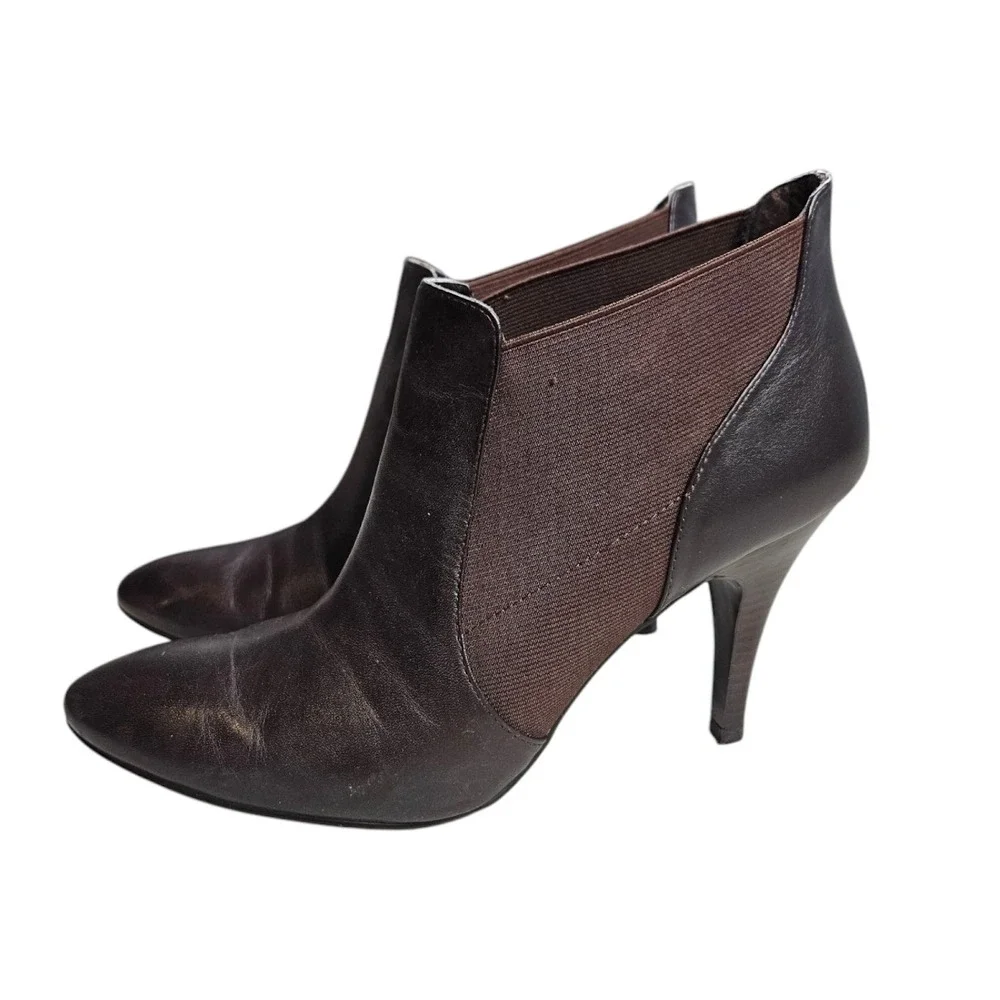 Minimalist Office Corpcore Women 10B Brown Ankle Booties Heels Capsule Wardrobe